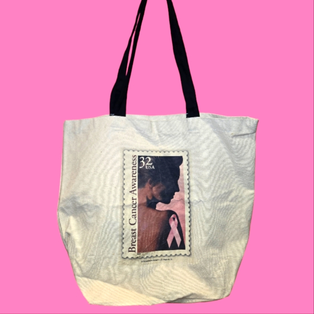 Vintage Canvas "Breast Cancer Awareness" Tote